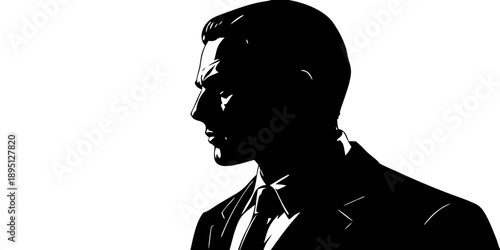 Dramatic Black Silhouette with Clean Contours on Bright Minimal Background