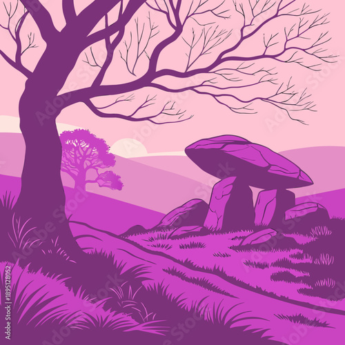 Whimsical twilight landscape