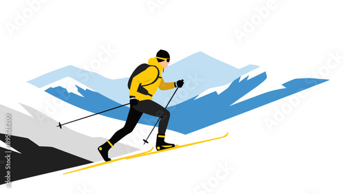 Winter sport adventure: dynamic cross country skiing in minimalist design