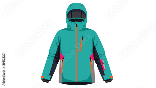 Stylish outdoor winter jacket with hood in vibrant colors for cold weather gear