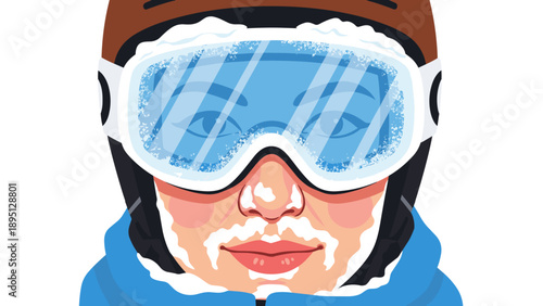 Winter sports enthusiast with snow goggles and helmet enjoying ski season