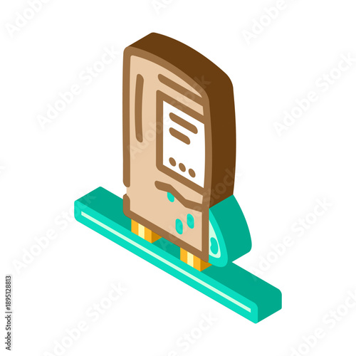 Grave site monument base isometric icon illustrating a sturdy foundation element for a memorial, symbolizing remembrance, respect, and lasting tribute in a vector illustration