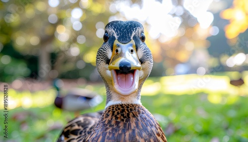 Cute Duck with Shocked Expression Animal Portrait