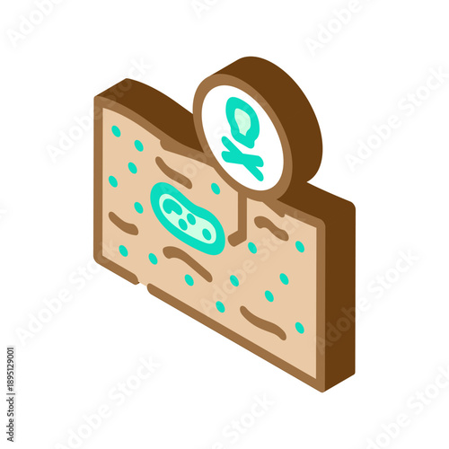 Soil section showing contamination with a hazardous waste marker and harmful microorganisms, illustrating environmental pollution and the presence of dangerous toxins