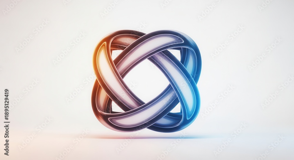 Fototapeta premium Intertwined glowing digital knot displaying connection and abstract unity