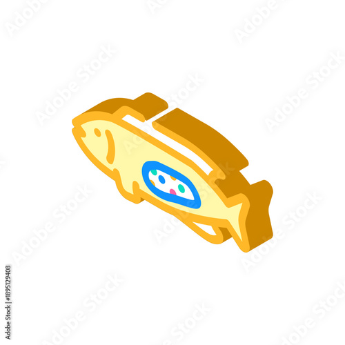 Fish containing colorful microplastic particles, symbolizing environmental pollution and its impact on aquatic life and the food chain, highlighting ecological concerns