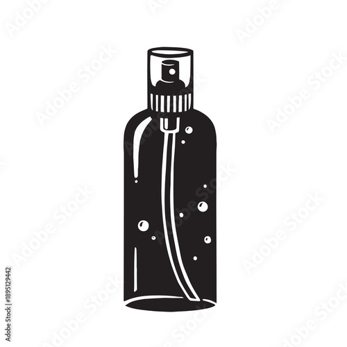 Silhouette of a cosmetic bottle, a bottle of facial toner, vector illustration.
