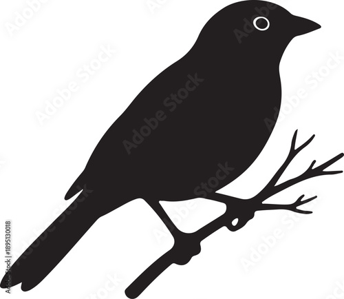  Lark on mini branch on in silhouette white background