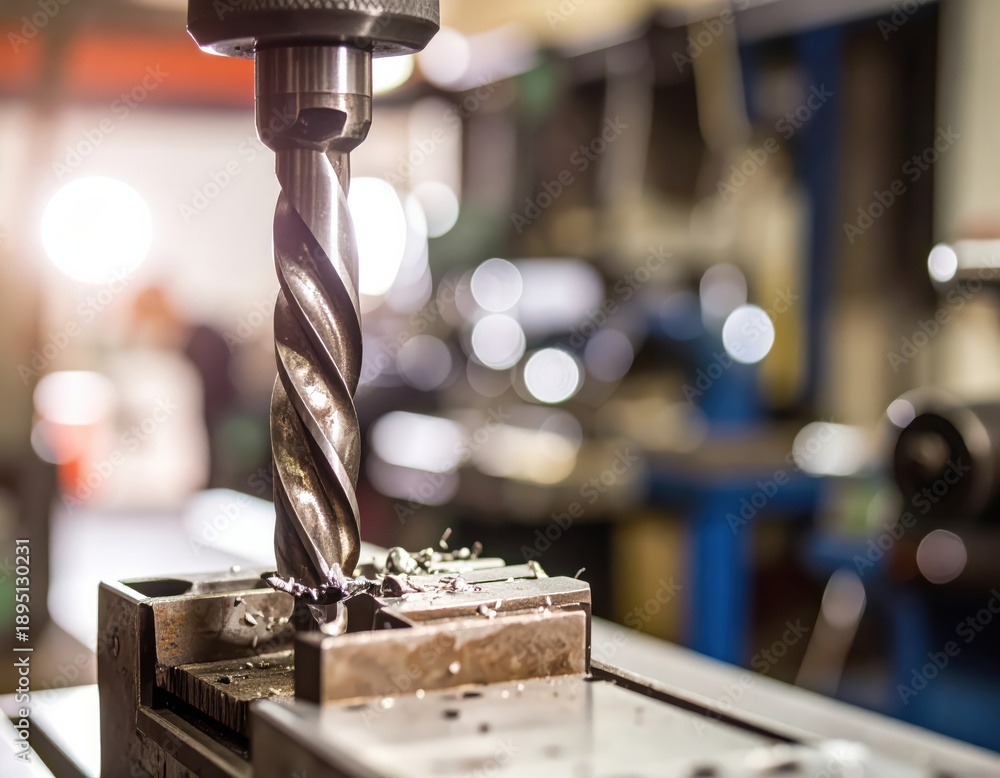 custom made wallpaper toronto digitalClose up of drill bit drilling into metal in workshop