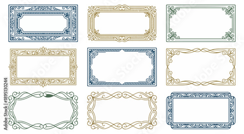 Decorative frame set with ornamented borders and copy space