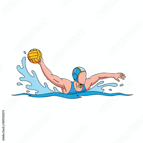 Female Water Polo Player in Action