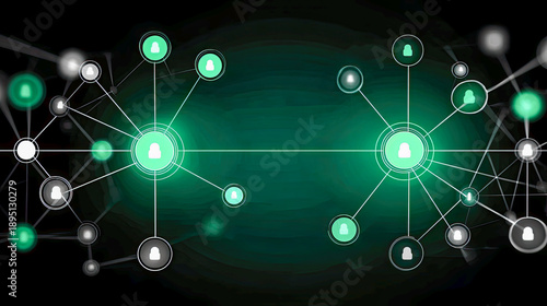 Vernetzte Knoten und Verbindungen in digitaler Darstellung mit farbigen Elementen. Visualisierung von Netzwerkstrukturen, Datenfluss und Organisation in moderner technischer Umgebung.