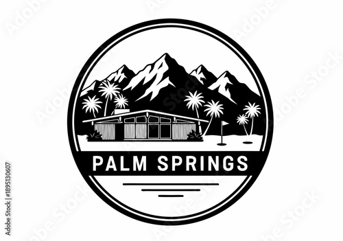 Palm Springs California Desert Mountain Landscape Vector Illustration