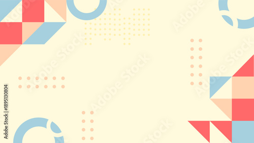 Minimal abstract background with pastel geometric shapes, soft colors, dots and circles, modern playful design for branding
