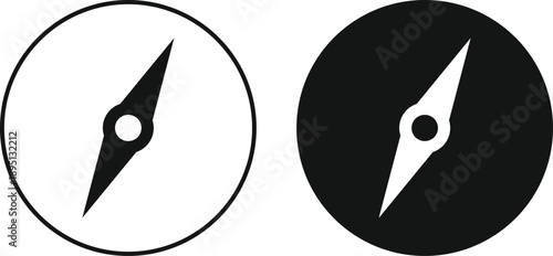 Travel and Exploration Icons. Compass needle symbols. Wind rose and compass symbol. Direction finder graphic design
