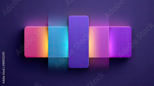 Colorful abstract design with glowing smartphone outlines on a dark purple background creating a modern and artistic digital technology concept
