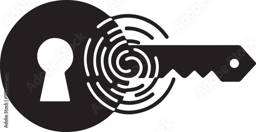 Digital Key Fingerprint Cyber Security Icon Isolated on White Background