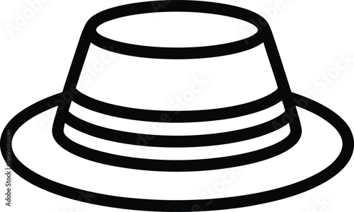 Boater hat outline illustration isolated on white background