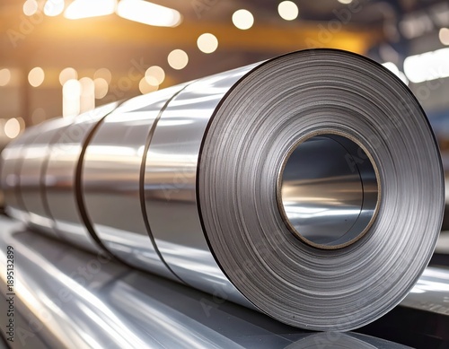 Wallpaper Mural Rolls of shiny metal coil in modern industrial facility Torontodigital.ca
