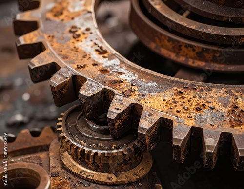 Wallpaper Mural Rusty industrial metal gears close up Torontodigital.ca