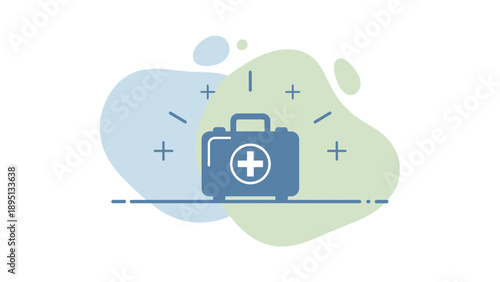 First Aid Kit Icon with Medical Cross on Abstract Background