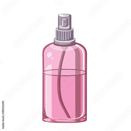 Pink cosmetic bottle, facial toner bottle vector illustration