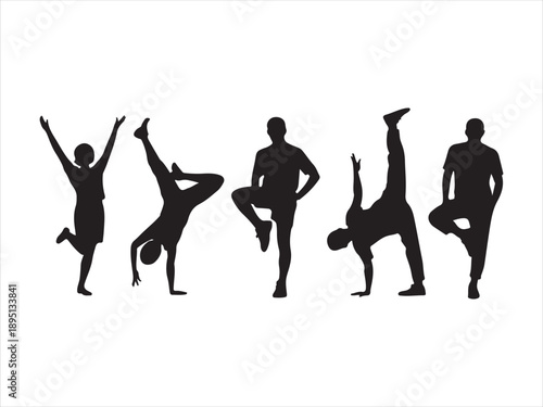Breakdance silhouettes collection, Street dancers dancing silhouette hip hop dance silhouettes poses style 