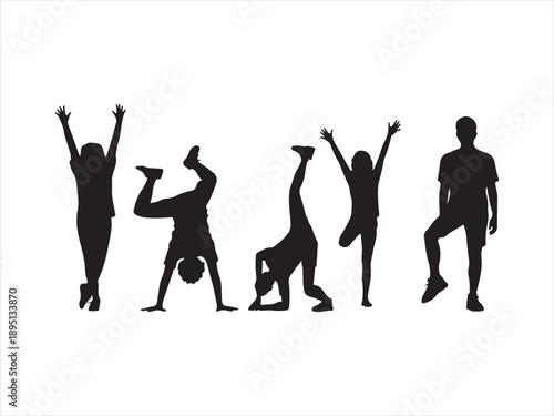 Breakdance silhouettes collection, Street dancers dancing silhouette hip hop dance silhouettes poses style 