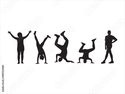 Breakdance silhouettes collection, Street dancers dancing silhouette hip hop dance silhouettes poses style 