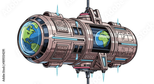Futuristic Space Station with Earth View.