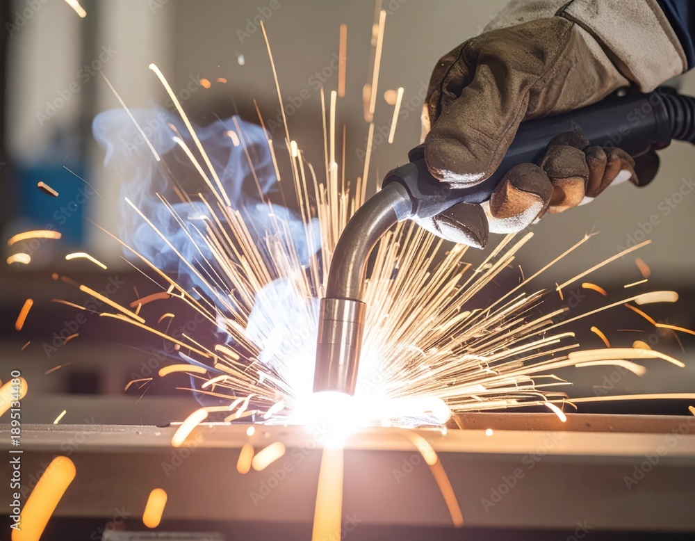 custom made wallpaper toronto digitalClose up industrial welding with bright sparks and blue smoke