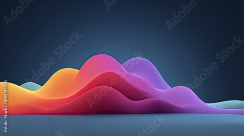 Vibrant Abstract Waves with Gradients in Shades of Pink, Purple, Yellow, and Blue Against a Dark Background for Creative Design Projects