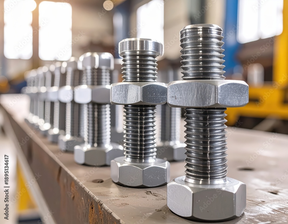custom made wallpaper toronto digitalRow of shiny metal bolts and nuts in industrial factory