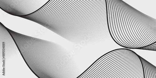 Abstract vector background with black wavy lines. abstract black wavy line on white background.