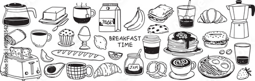 Silver spoon and fork cutlery set illustration in a vintage doodle style for restaurant and food design