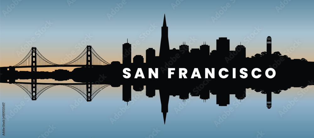 Obraz premium Minimalist San Francisco California cityscape horizontal silhouette.