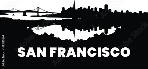 San Francisco skyline silhouette vector banner in black and white.