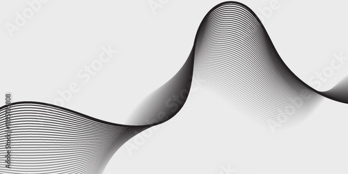 Abstract vector background with black wavy lines. abstract black wavy line on white background.