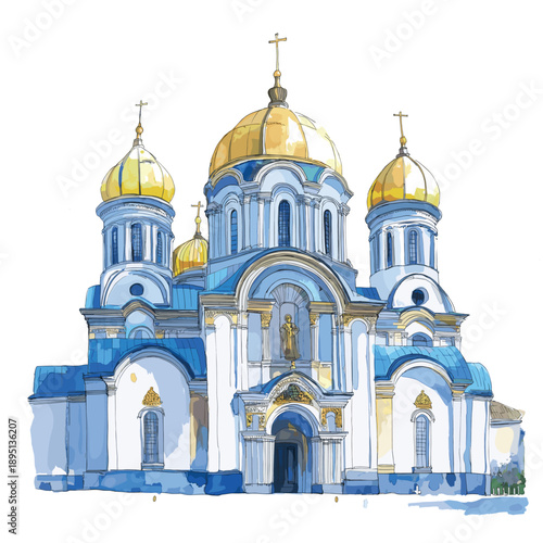 St. Sophias Cathedral. St. Sophias Cathedral watercolor vector illustration