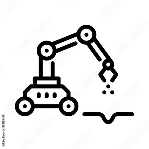 robot seeding outline icon. robot seeding line illustration.
