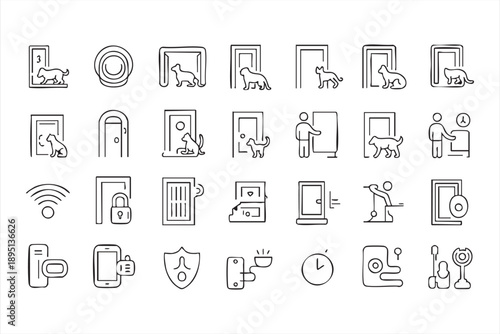 Minimal Smart Home Security and Access Icons Set