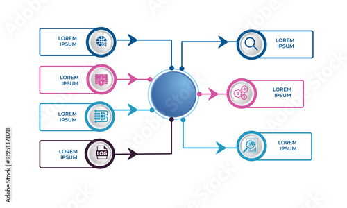 Collection of vector circle chart infographic templates for presentations, advertising, layouts, annual reports. 7 options, steps, parts	