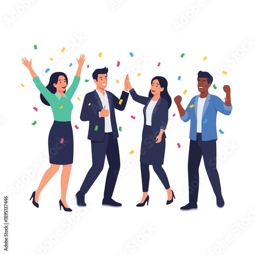 Group of Business People Celebrating Success Together.