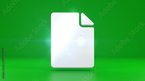 Abstract 3 d document icon on vivid green background for conceptual design