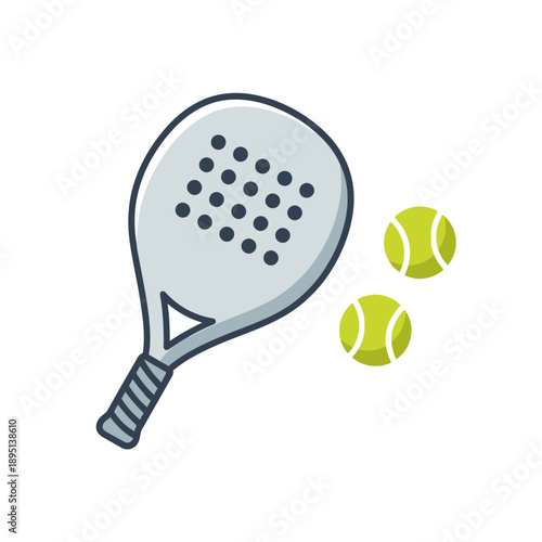 Padel Racket and Balls Icon: Sport Equipment and Game Gear