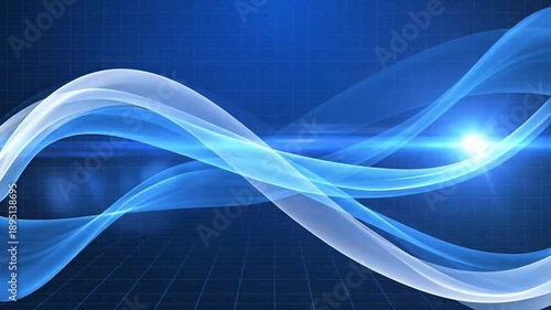 Abstract blue flowing lines with white accents on dark background
