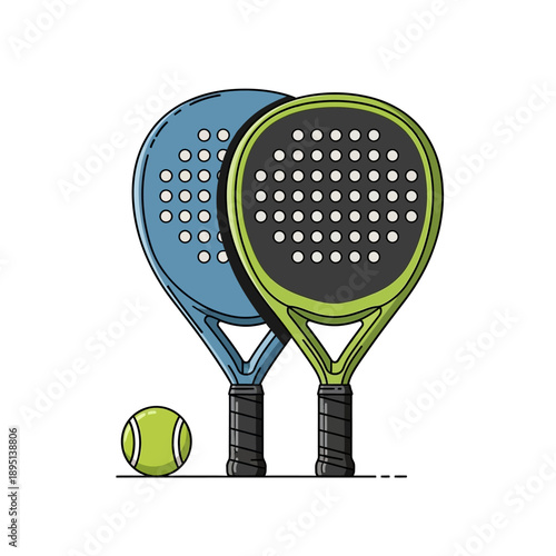 Two Padel Rackets and Ball, Sports Equipment, Recreation, Outdoor Activity