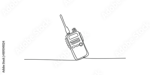 Continuous single line drawing of vintage two-way radio for communication