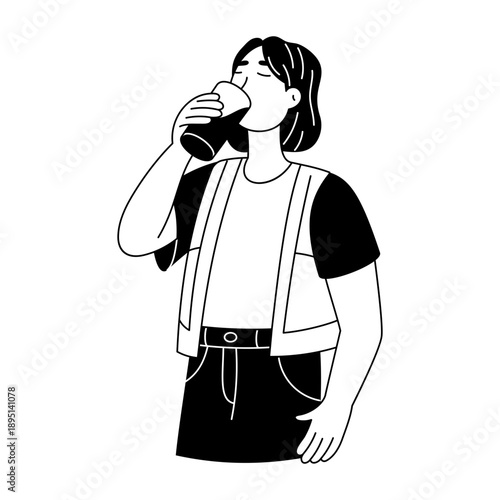 Hand drawn style illustration depicting coconut drink
