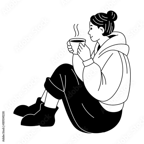 Hand drawn style illustration depicting coconut drink
